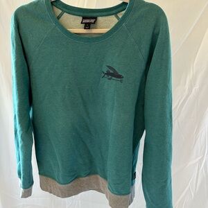 Patagonia Women's Teal and Gray Crew Neck Sweater
